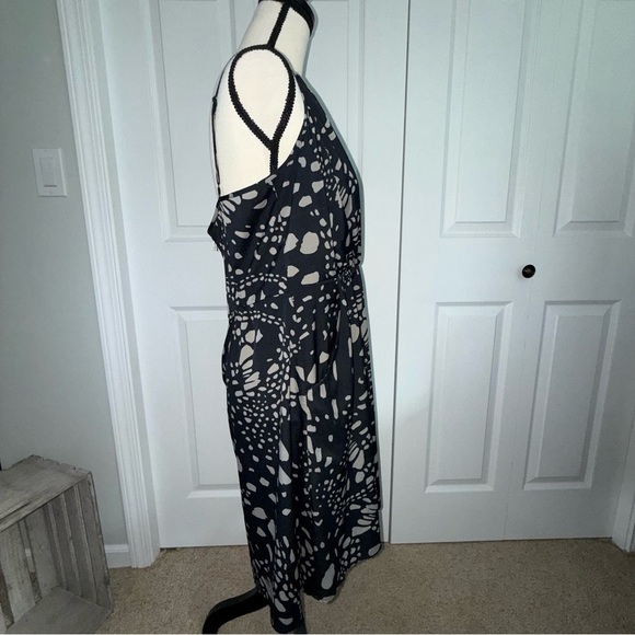 GAP Black and Cream Flowy pockets Midi Dress adjustable straps Zip light size 14 - Picture 3 of 8